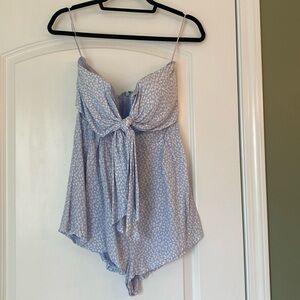 Light blue strapless romper